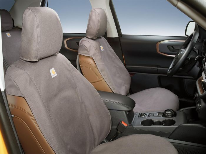 Seat Covers - Carhartt Protective Seat Covers by Covercraft, Rear 60/40 with Center Armrest and Under Seat Storage, Pebble Grey